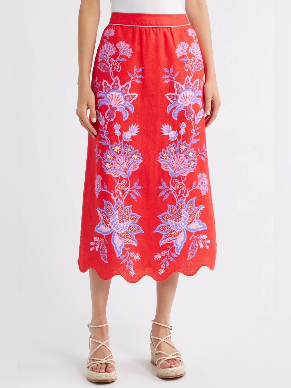 FARM RIO Porcelain Garden Midi Skirt